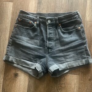 Levi's Gray Jean Shorts High-Waisted Cuffed Hem- “Wedgie” style